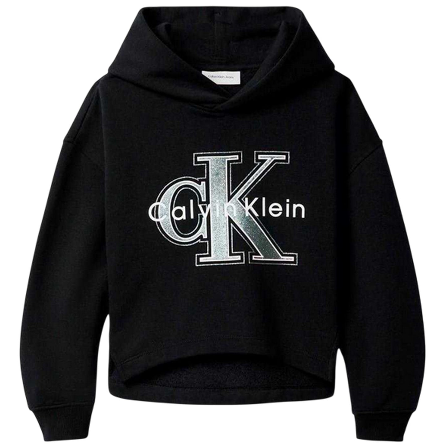 Black - Front - Calvin Klein Childrens-Kids Big Logo Hoodie