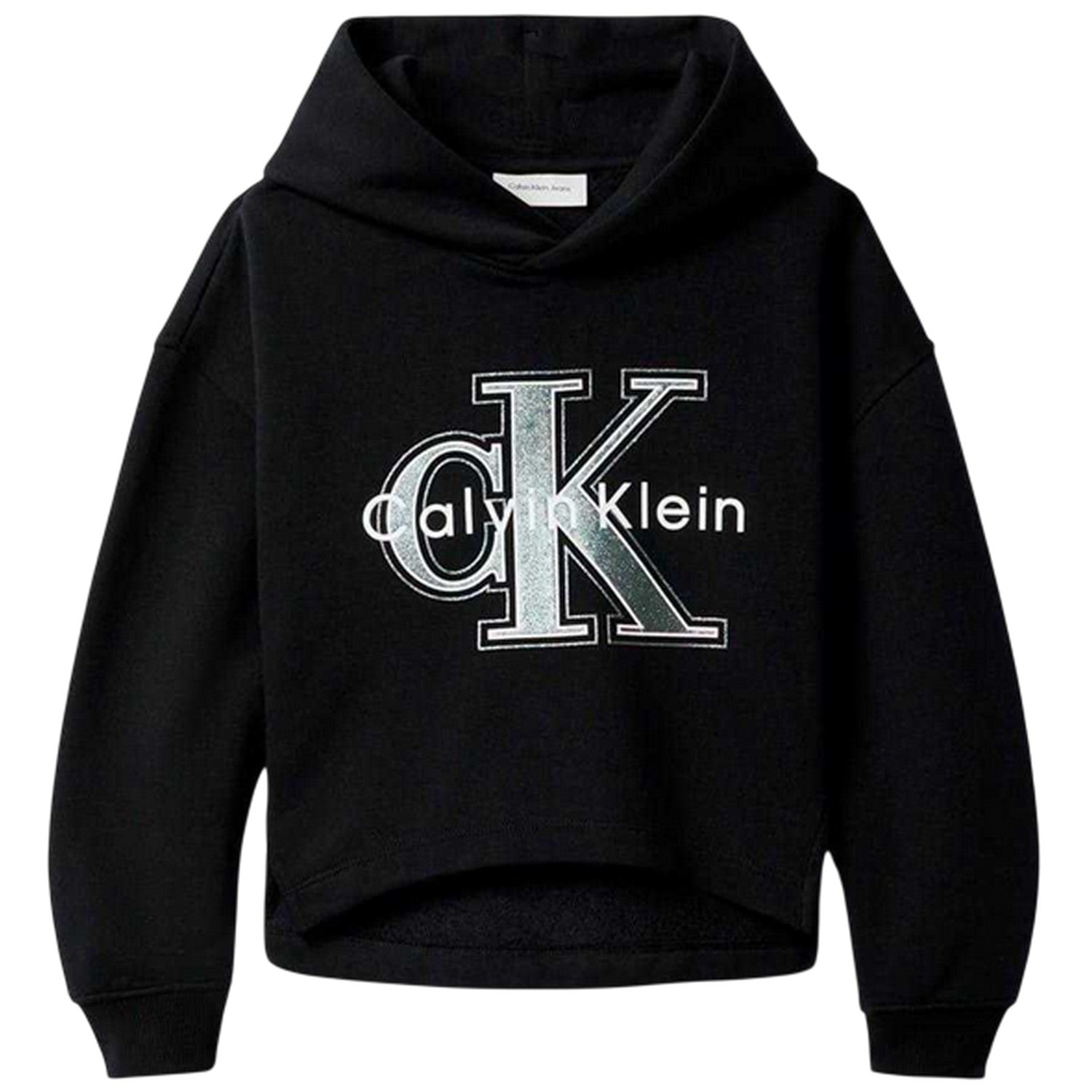 Black - Front - Calvin Klein Childrens-Kids Big Logo Hoodie