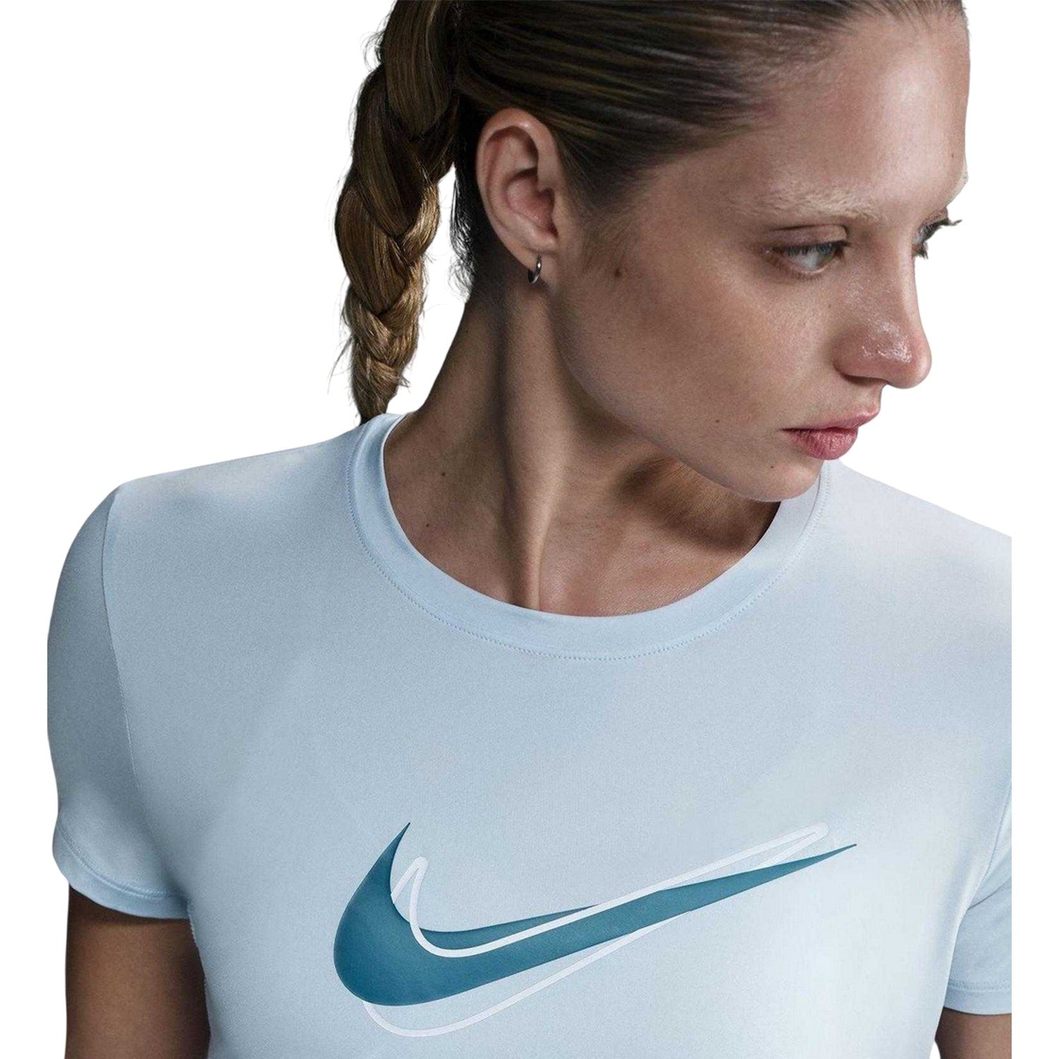 Blue Tint - Side - Nike Womens-Ladies Swoosh Dri-FIT T-Shirt