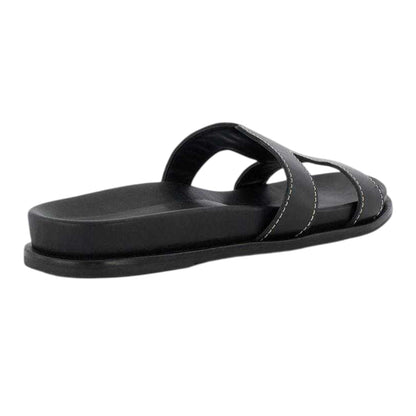 Black - Back - Dune London Womens-Ladies Lo Loupa Leather Open Toe Flat Sandals