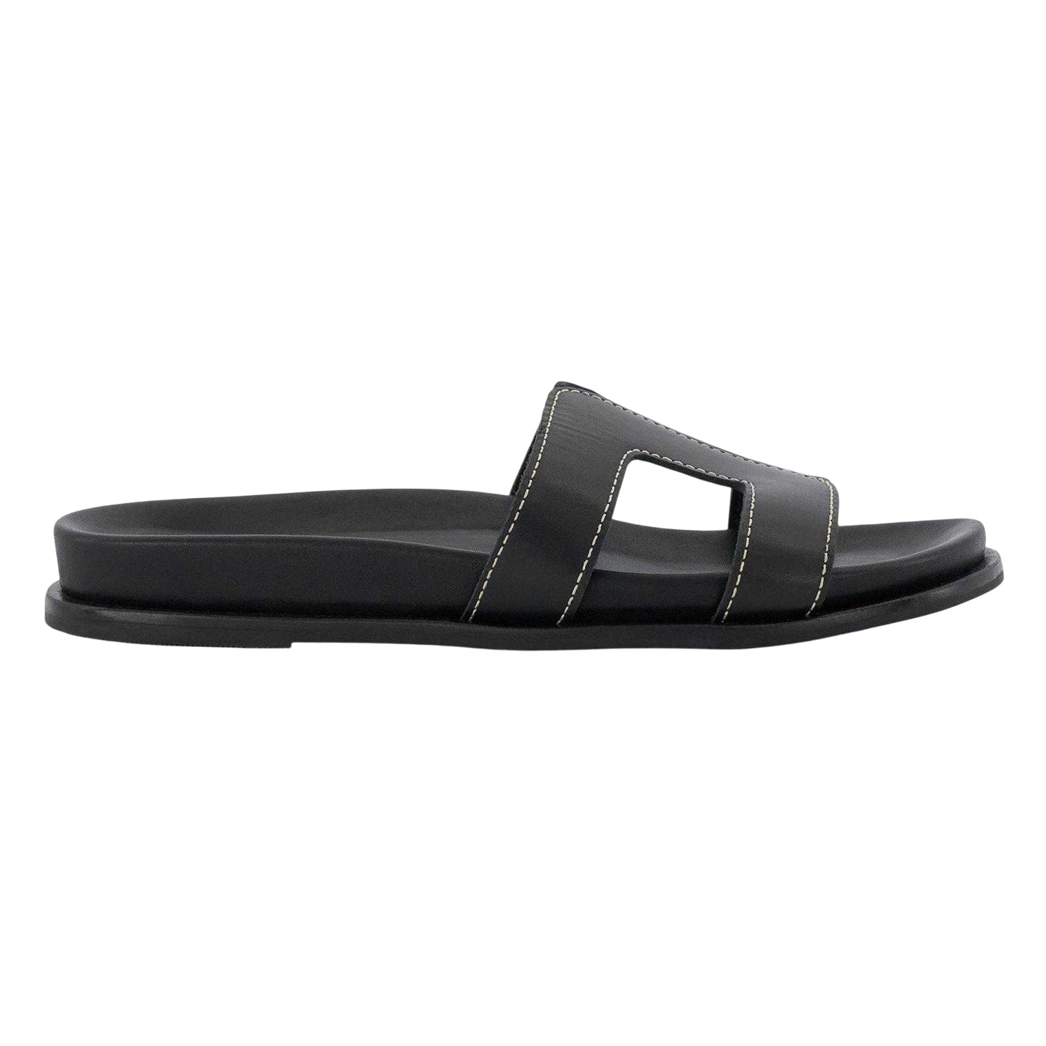 Black - Side - Dune London Womens-Ladies Lo Loupa Leather Open Toe Flat Sandals