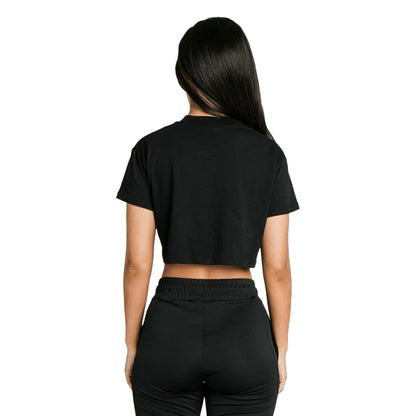 Black - Back - SikSilk Womens-Ladies Essentials Retro Cropped Boxy T-Shirt