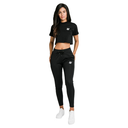 Black - Pack Shot - SikSilk Womens-Ladies Essentials Retro Cropped Boxy T-Shirt