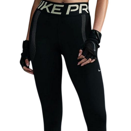 Black - Side - Nike Womens-Ladies Pro Logo Tight Jogging Bottoms