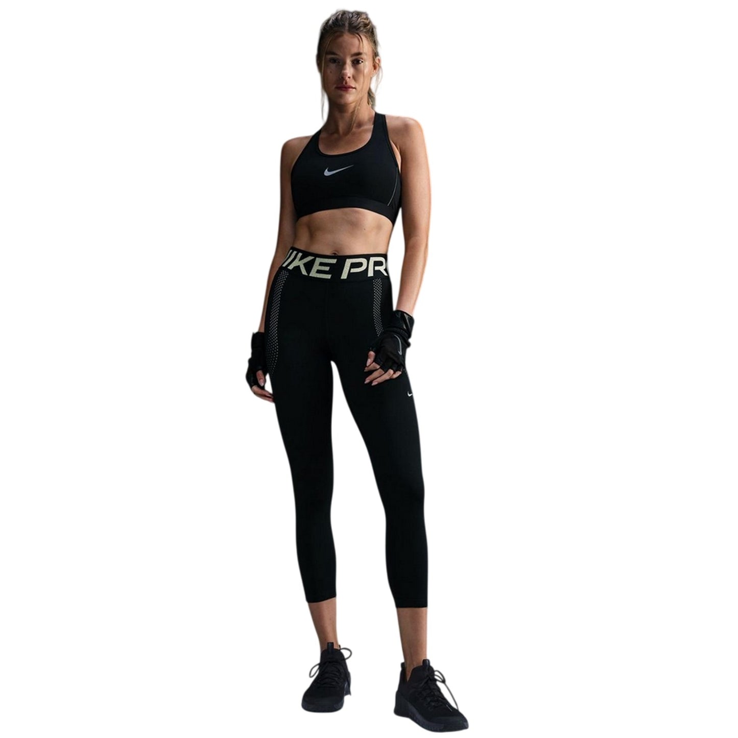 Black - Lifestyle - Nike Womens-Ladies Pro Logo Tight Jogging Bottoms