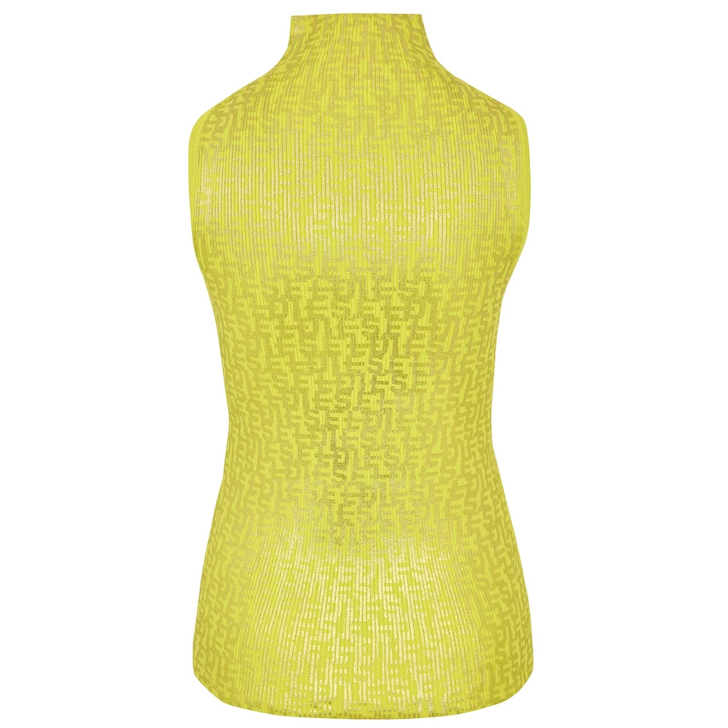 Yellow - Back - Fendi Womens-Ladies Mock Neck Sleeveless Shell Top