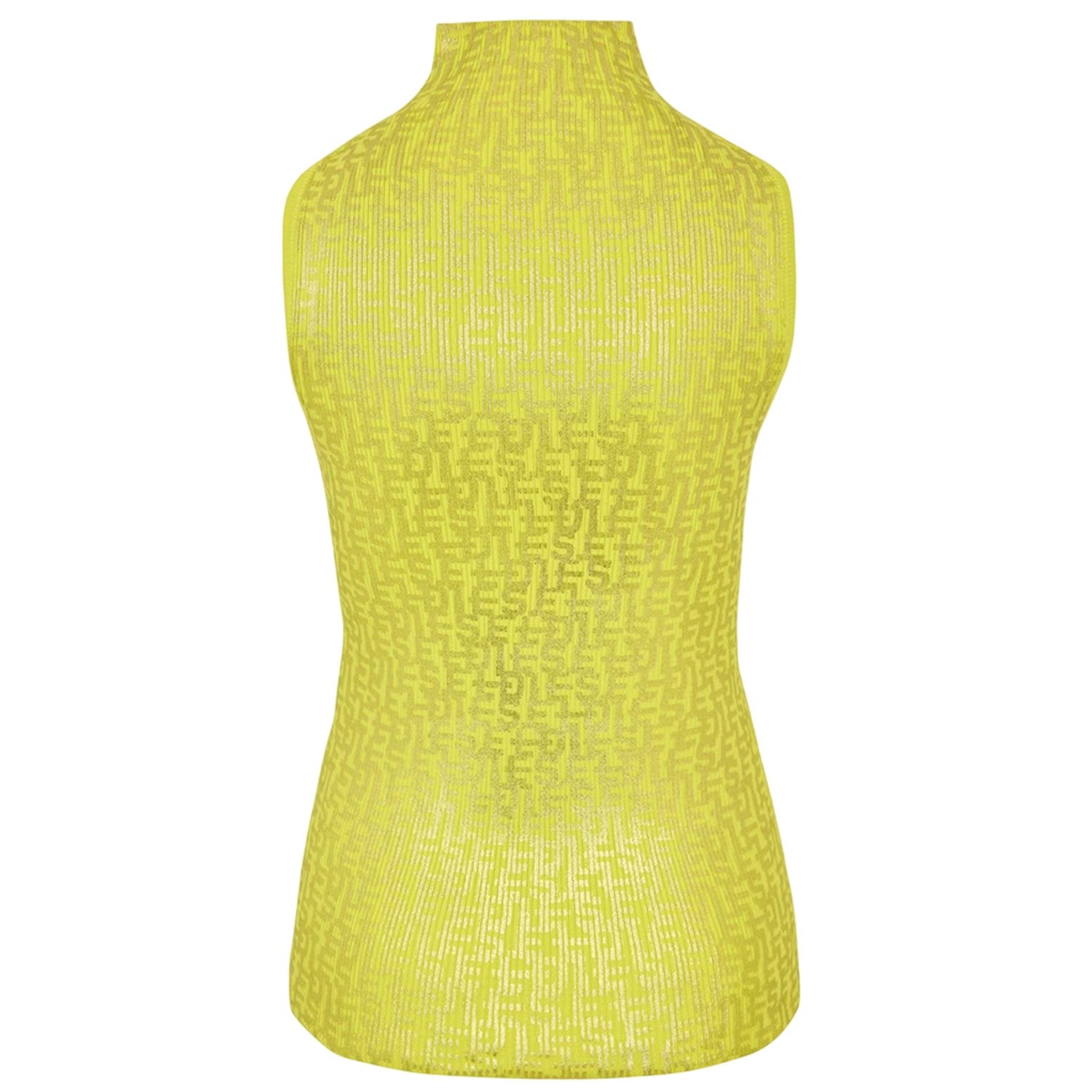 Yellow - Back - Fendi Womens-Ladies Mock Neck Sleeveless Shell Top
