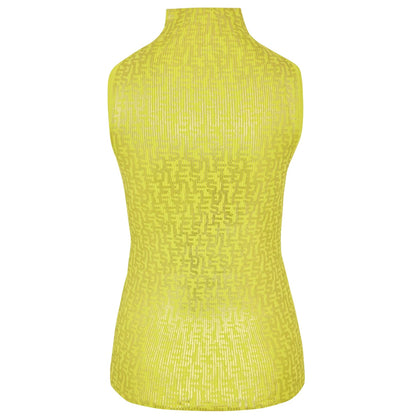 Yellow - Back - Fendi Womens-Ladies Mock Neck Sleeveless Shell Top