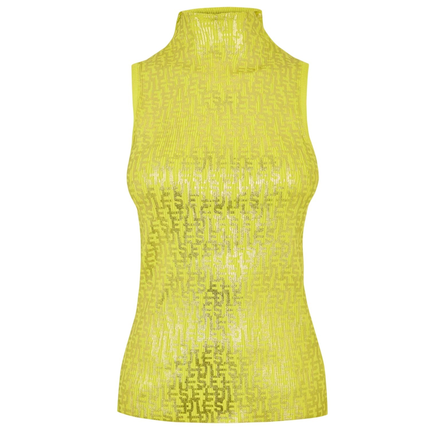 Yellow - Front - Fendi Womens-Ladies Mock Neck Sleeveless Shell Top