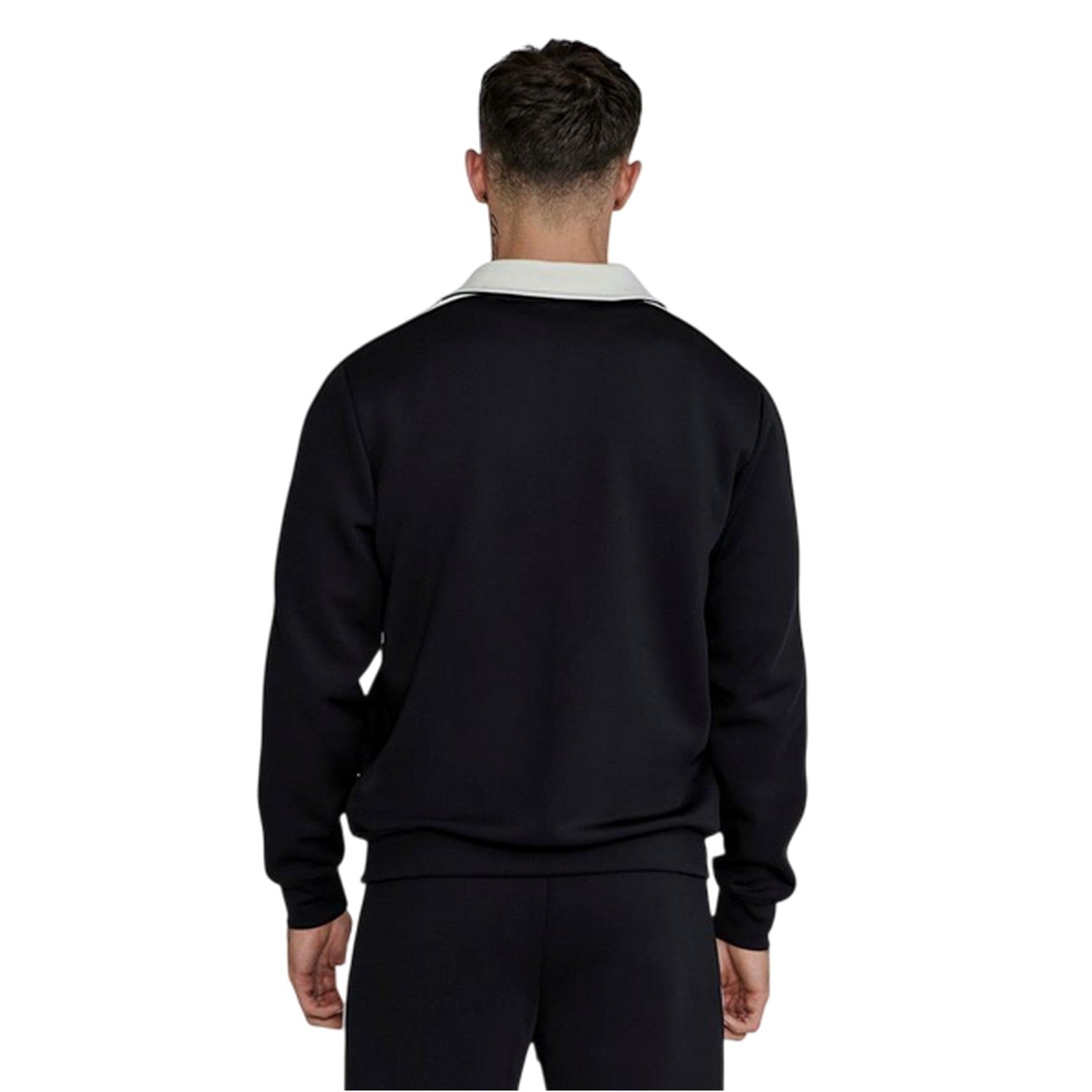 Black - Back - SikSilk Mens Crest Long-Sleeved Track Jacket