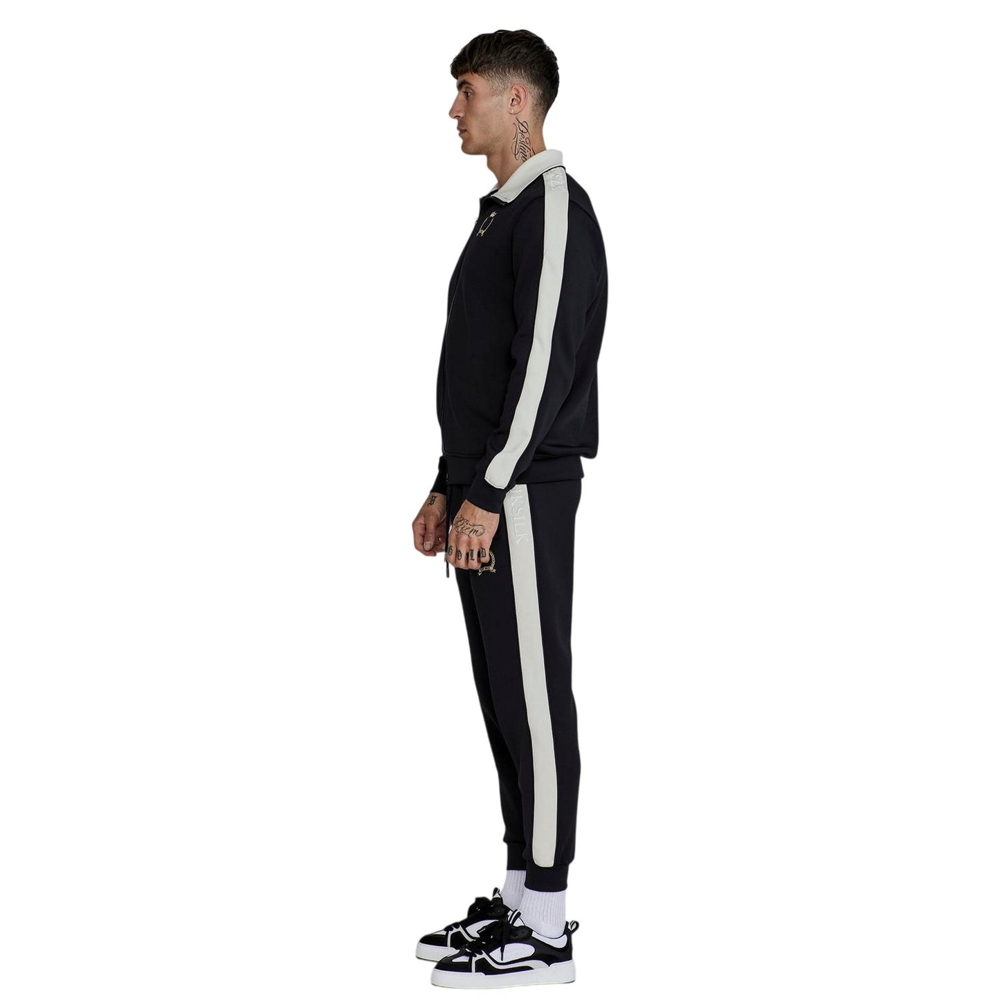 Black - Lifestyle - SikSilk Mens Crest Long-Sleeved Track Jacket
