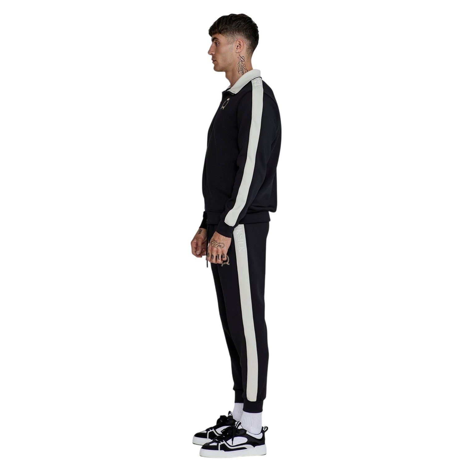 Black - Lifestyle - SikSilk Mens Crest Long-Sleeved Track Jacket