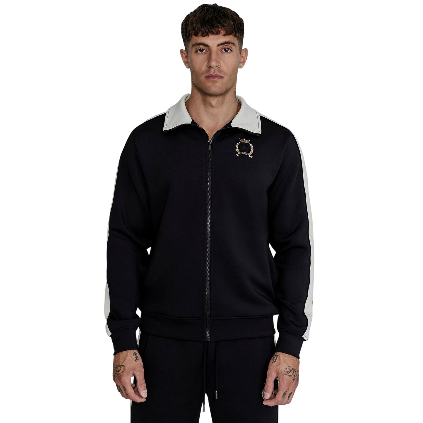 Black - Front - SikSilk Mens Crest Long-Sleeved Track Jacket
