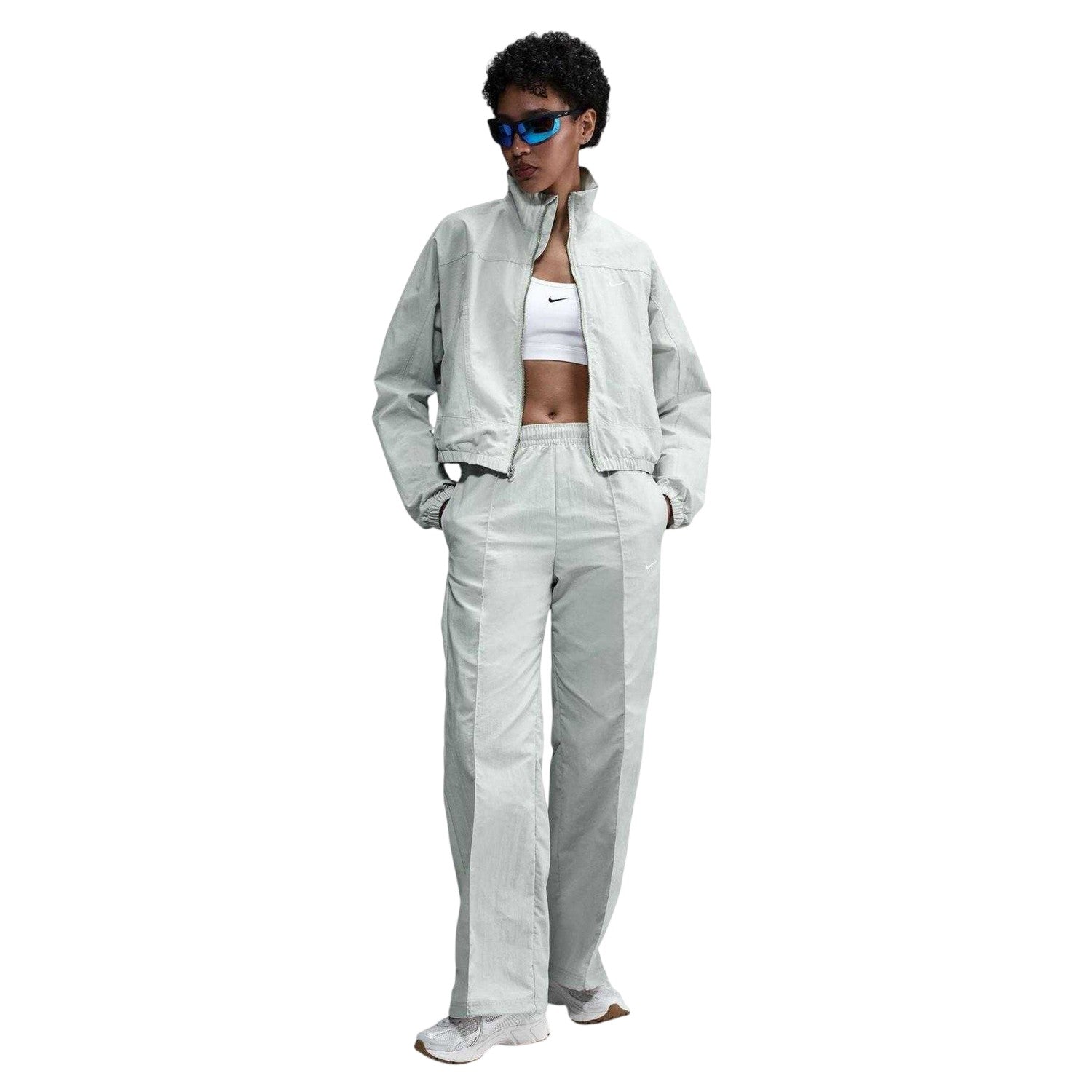 Light Silver-White - Pack Shot - Nike Womens-Ladies NSW Woven Jogging Bottoms