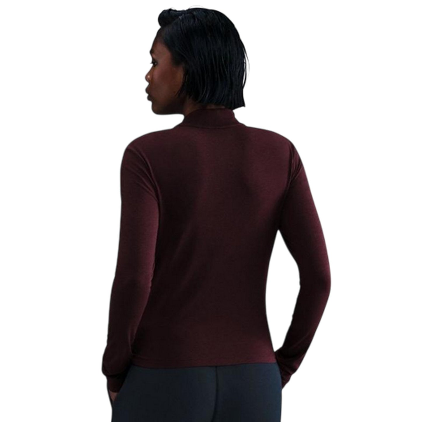 Burgundy - Back - Nike Womens-Ladies Logo Mock Neck Track Top