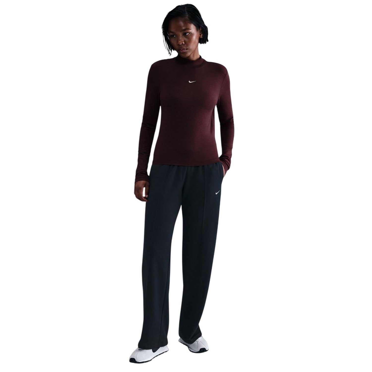 Burgundy - Lifestyle - Nike Womens-Ladies Logo Mock Neck Track Top