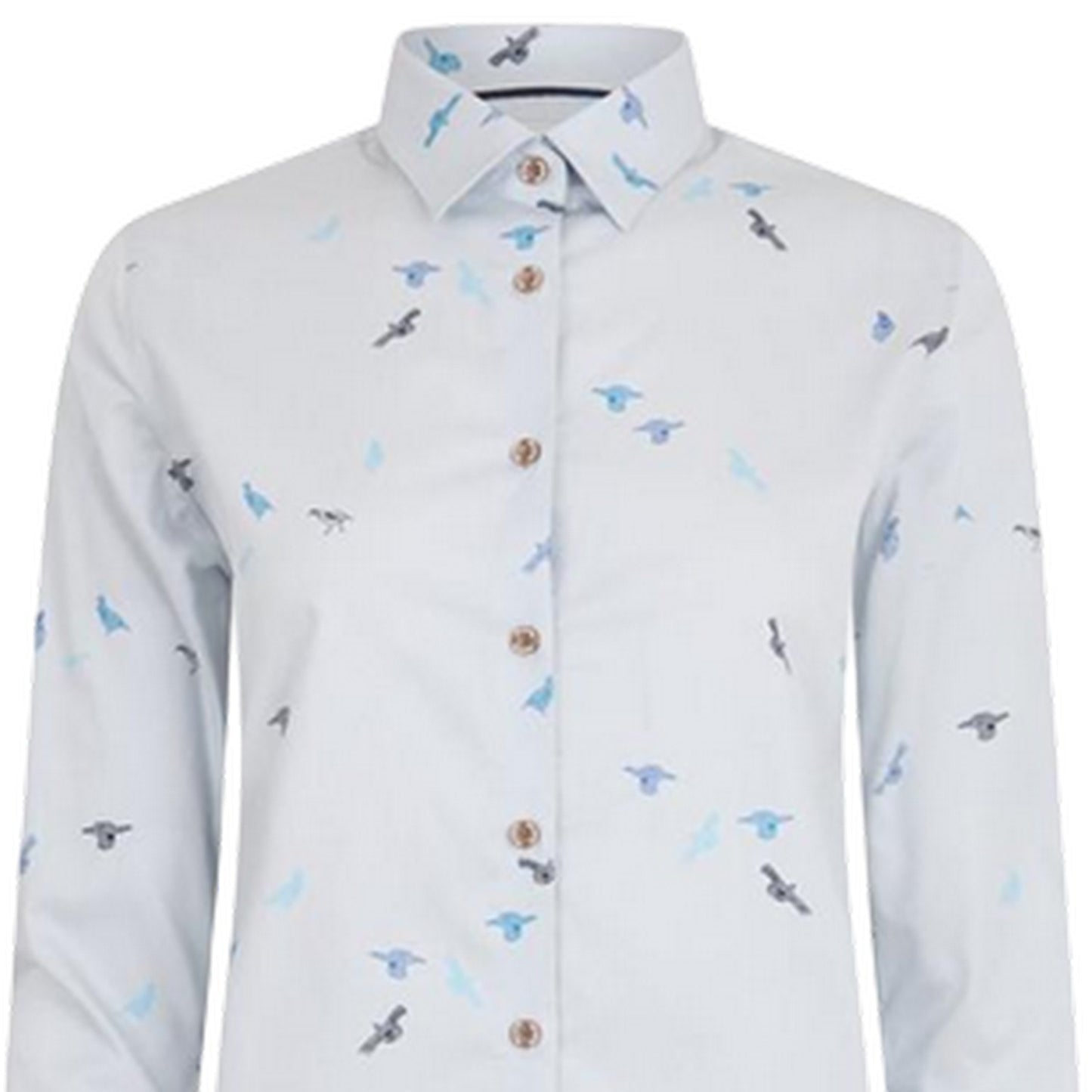 White-Blue - Side - Musto Womens-Ladies Country Birds Shirt