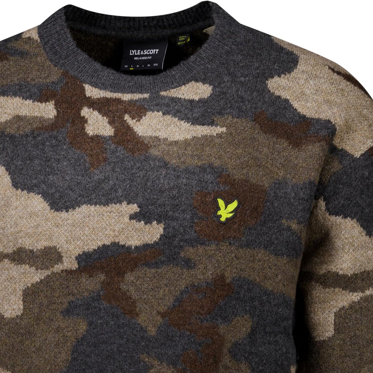 Black - Side - Lyle & Scott Mens Camo Jumper
