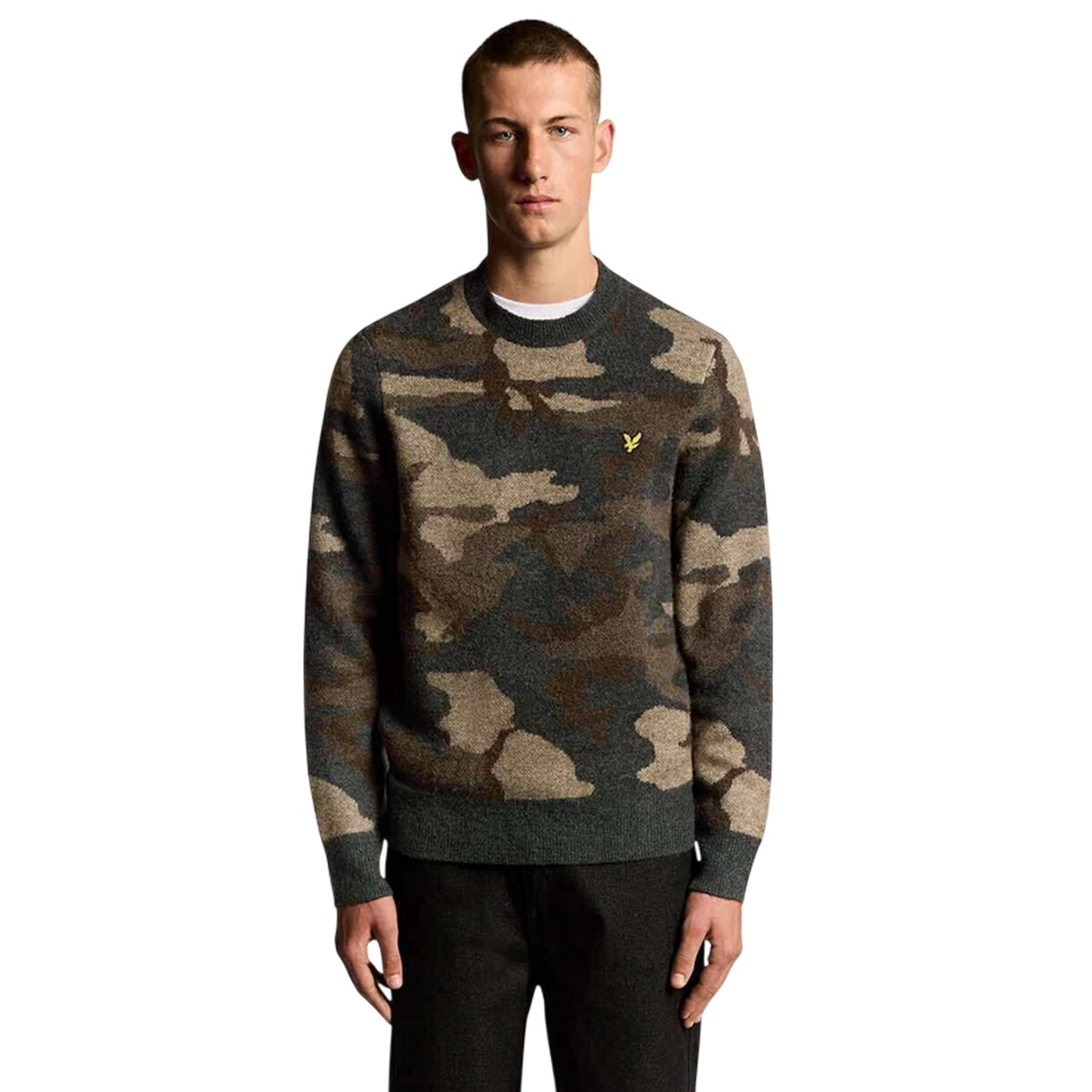 Black - Lifestyle - Lyle & Scott Mens Camo Jumper