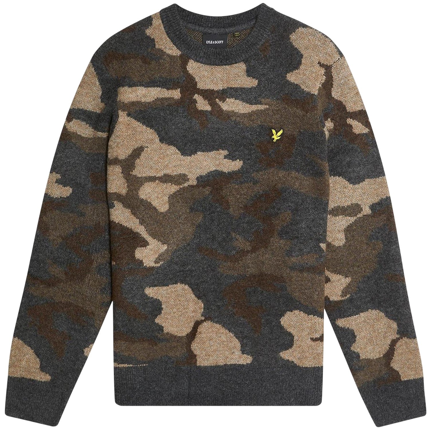 Black - Front - Lyle & Scott Mens Camo Jumper