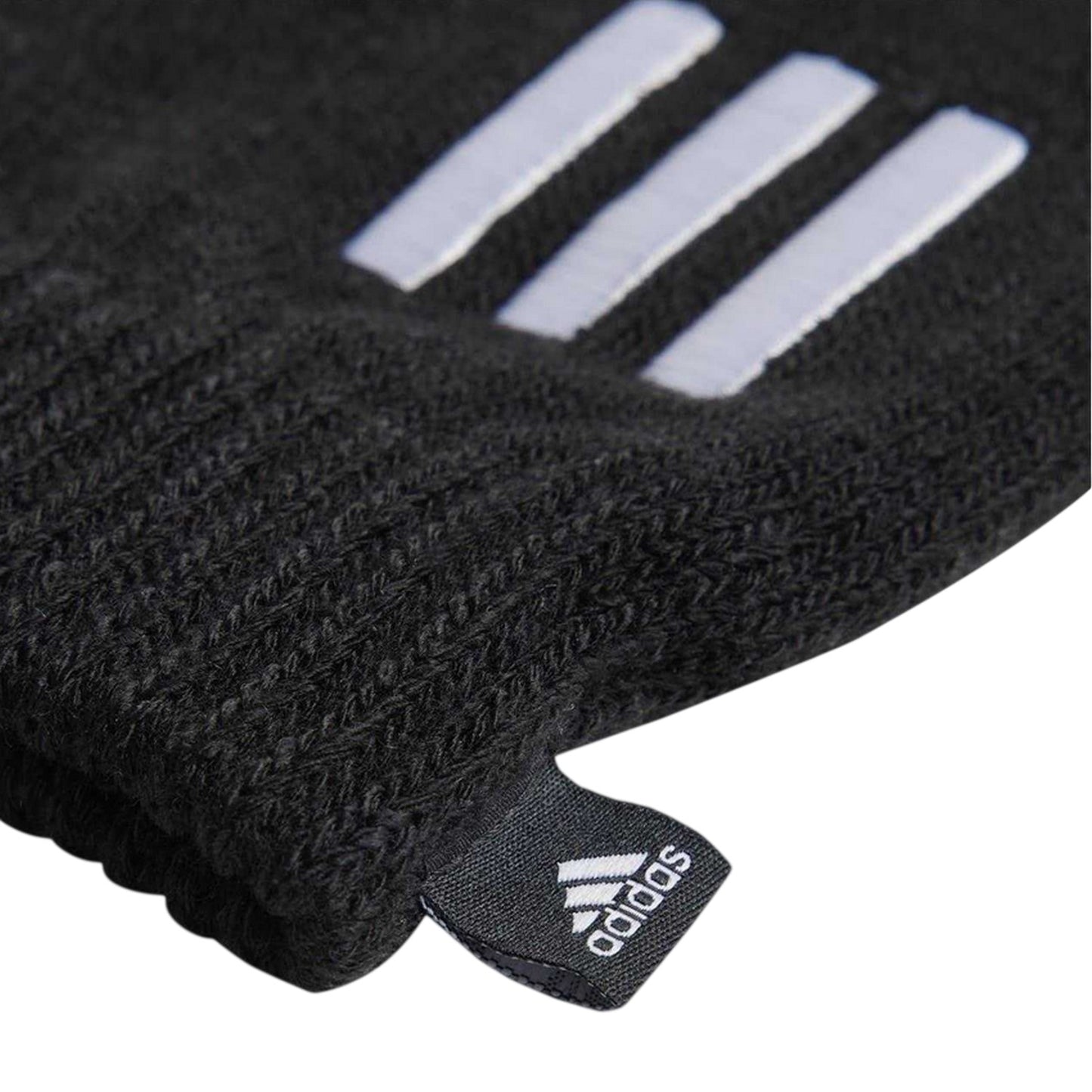 Black-White - Side - Adidas Mens Cond Knitted 3 Stripes Gloves