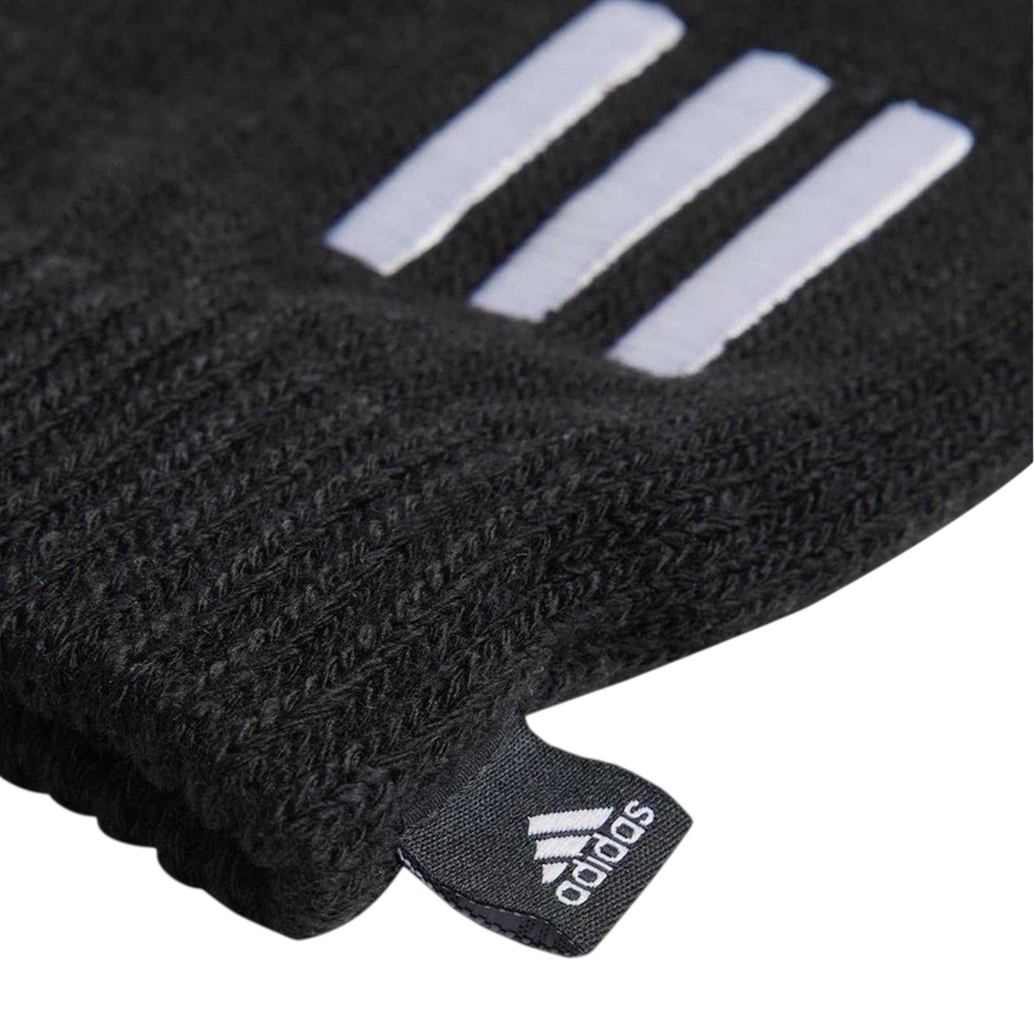 Black-White - Side - Adidas Mens Cond Knitted 3 Stripes Gloves