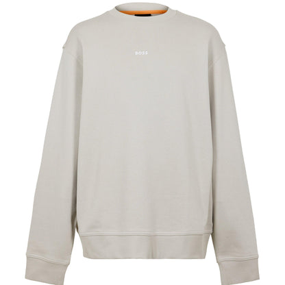Light Beige - Front - Boss Mens Wesmallcrew Logo Sweatshirt