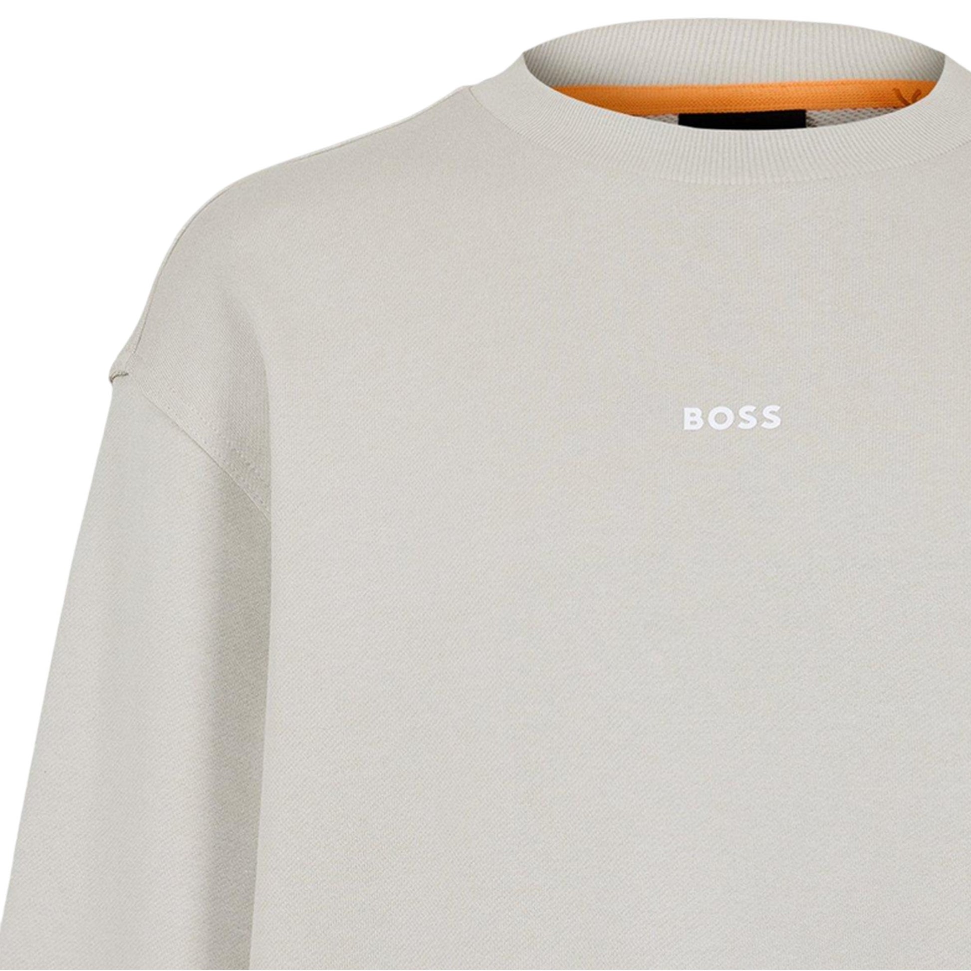 Light Beige - Side - Boss Mens Wesmallcrew Logo Sweatshirt