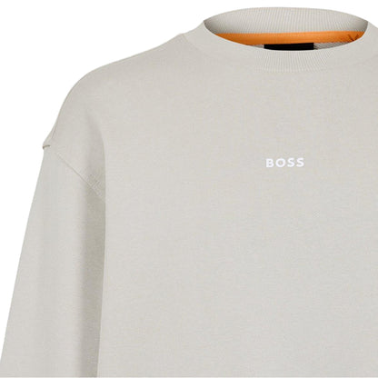 Light Beige - Side - Boss Mens Wesmallcrew Logo Sweatshirt