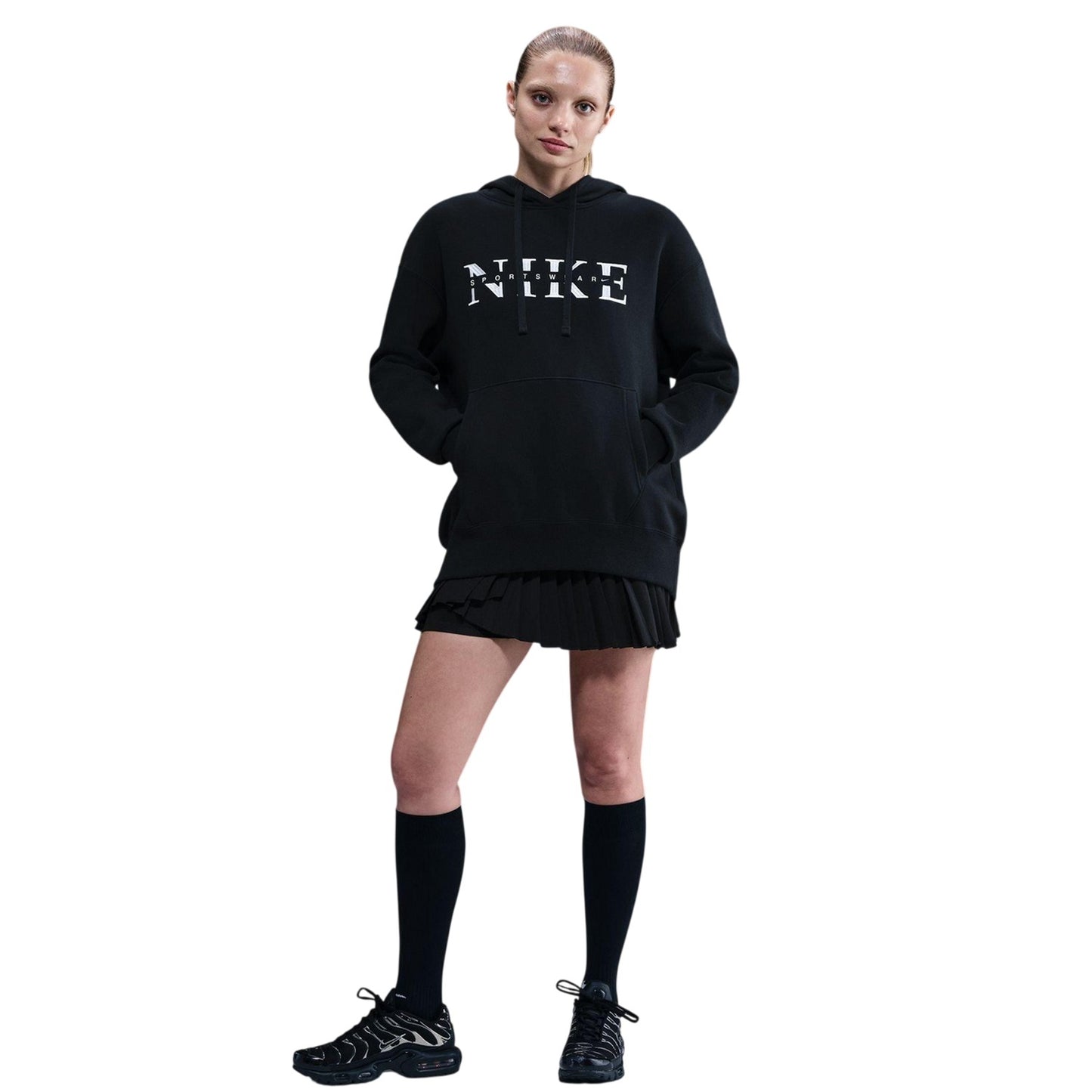 Black - Pack Shot - Nike Womens-Ladies Phoenix Fleece Hoodie