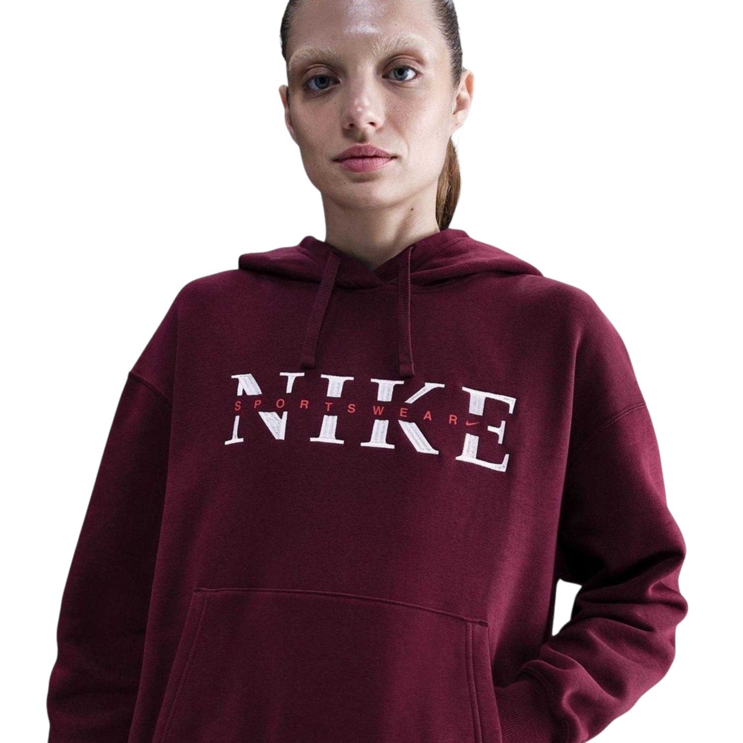 Bordeaux - Side - Nike Womens-Ladies Phoenix Fleece Hoodie