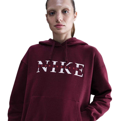 Bordeaux - Side - Nike Womens-Ladies Phoenix Fleece Hoodie