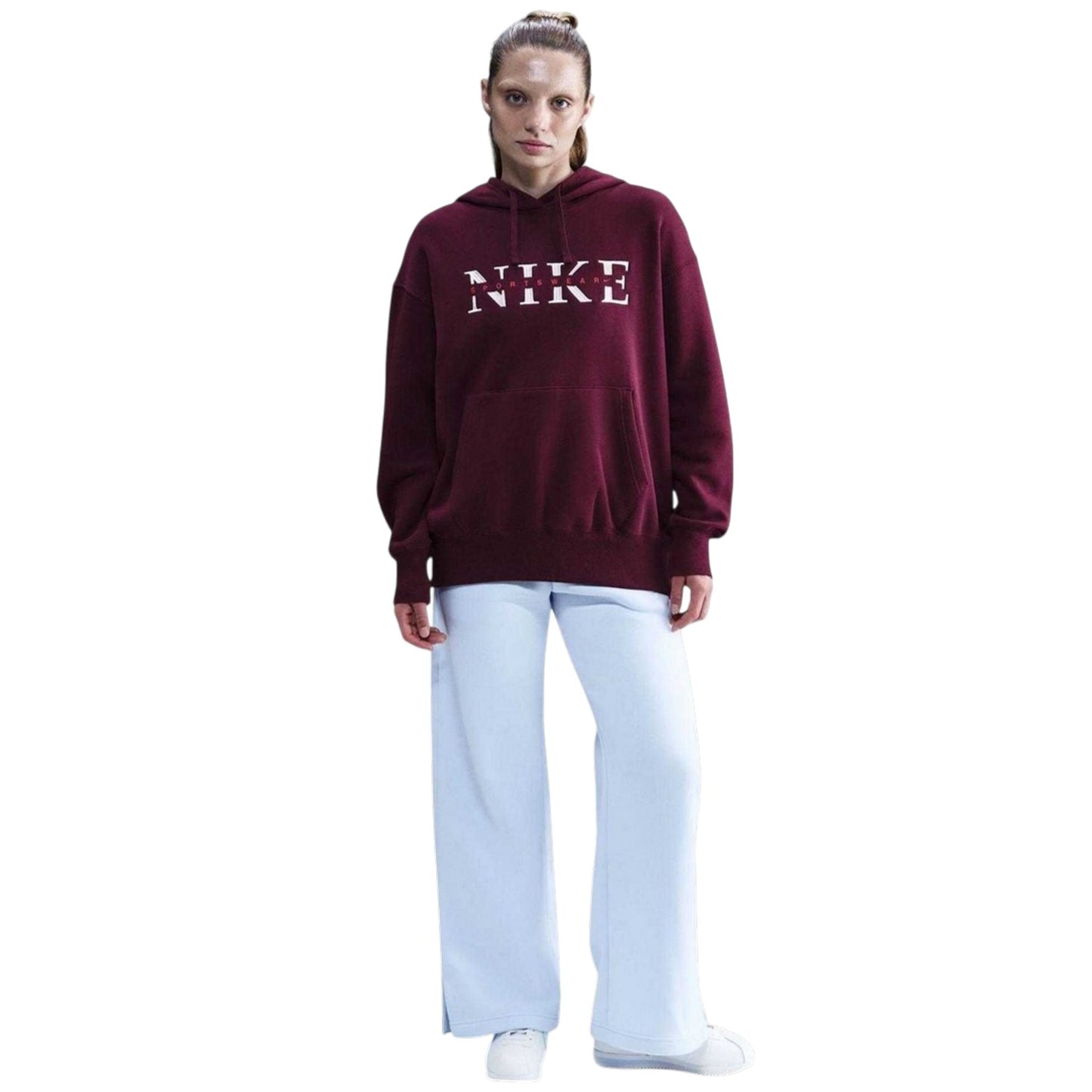 Bordeaux - Pack Shot - Nike Womens-Ladies Phoenix Fleece Hoodie