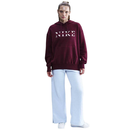 Bordeaux - Pack Shot - Nike Womens-Ladies Phoenix Fleece Hoodie