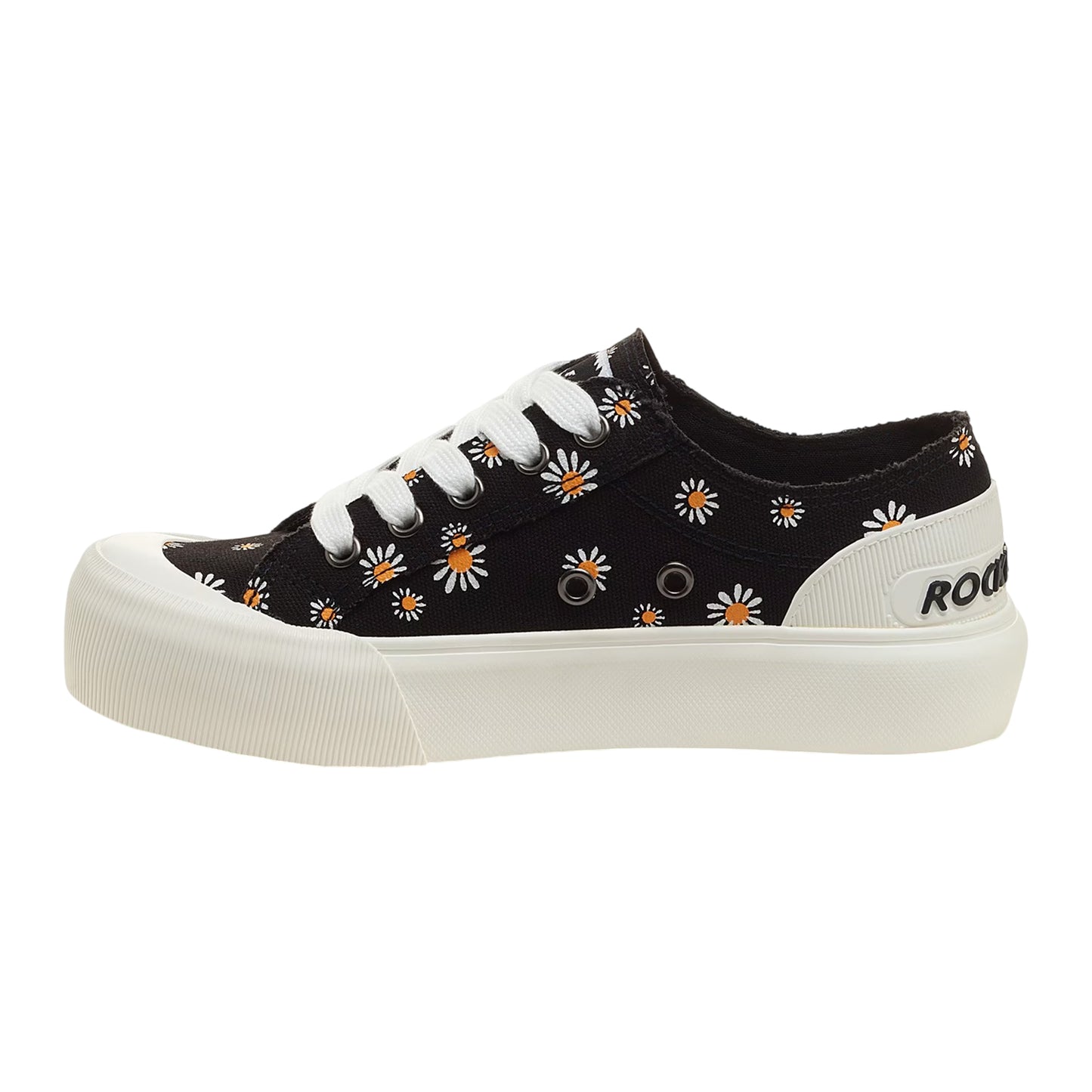 Black - Side - Rocket Dog Womens-Ladies Jazzin Monroe Daisy Canvas Trainers