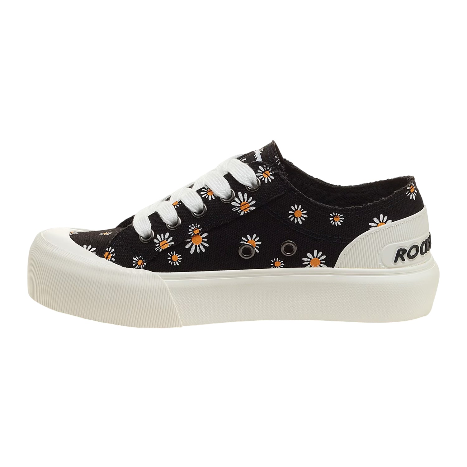 Black - Side - Rocket Dog Womens-Ladies Jazzin Monroe Daisy Canvas Trainers