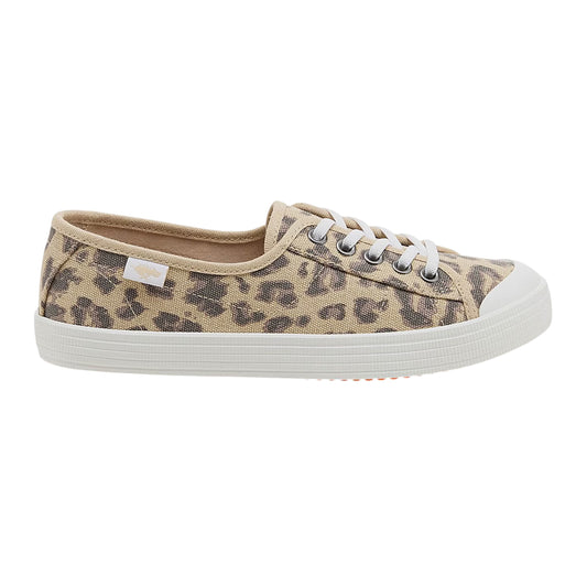 Tan - Front - Rocket Dog Womens-Ladies Leopard Print Canvas Low Trainers