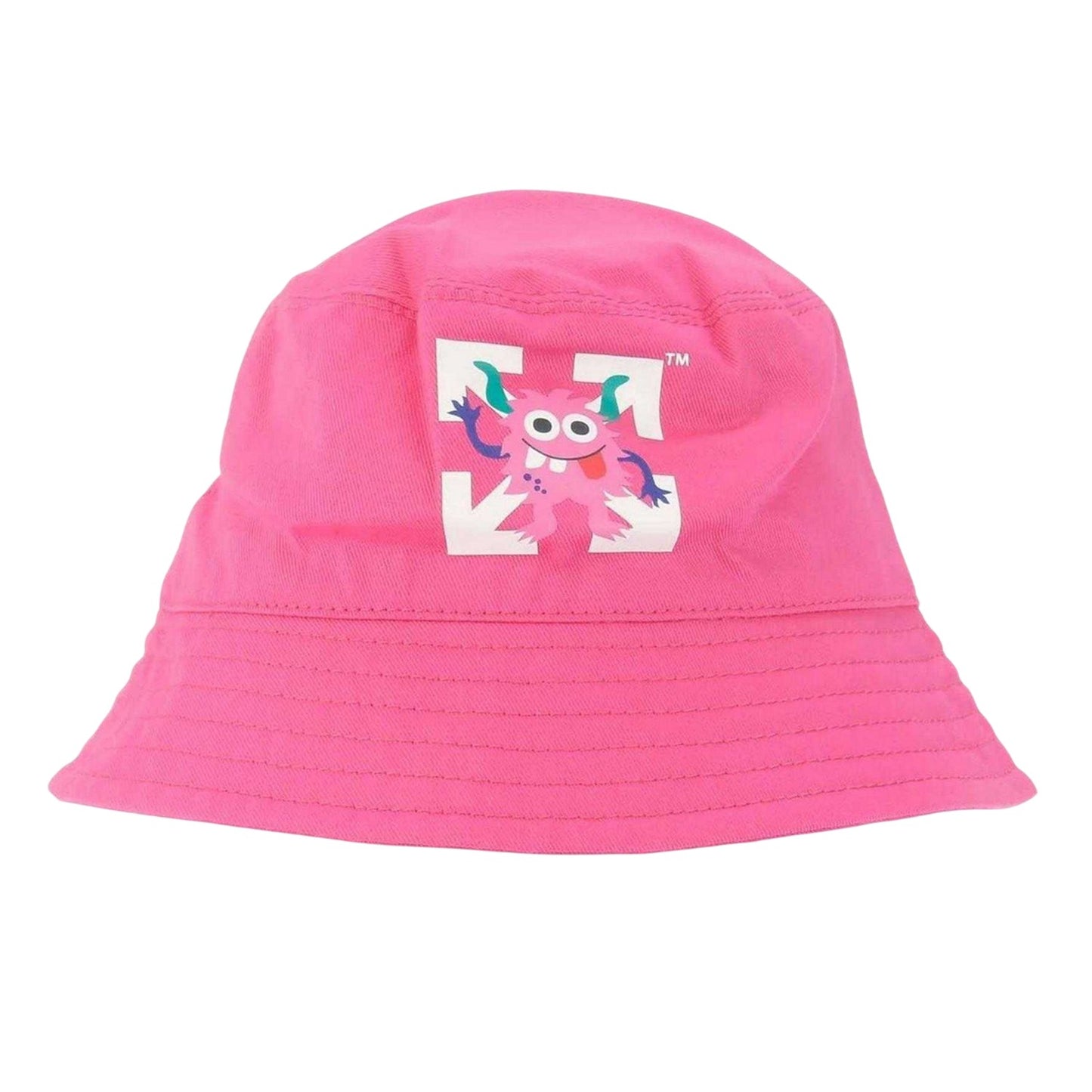 Pink - Front - Off White Canvas Bucket Hat