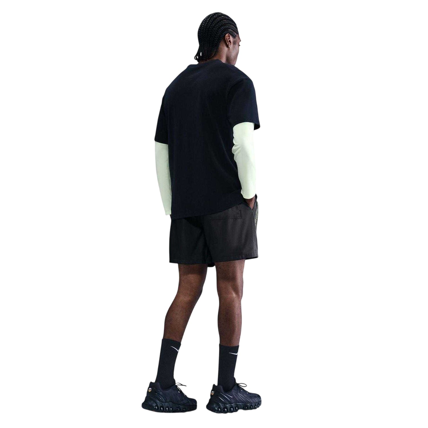 Anthracite-Volt - Back - Nike Mens Club Woven Logo Shorts