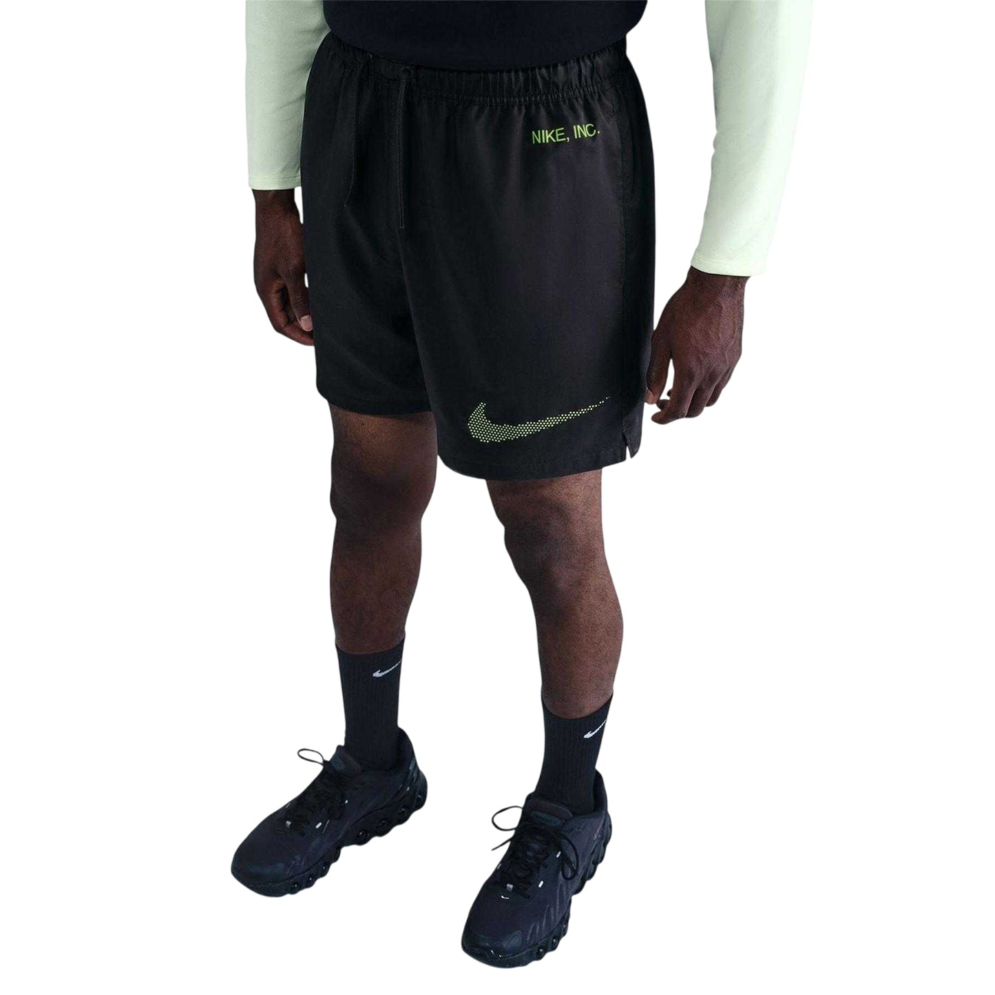 Anthracite-Volt - Side - Nike Mens Club Woven Logo Shorts