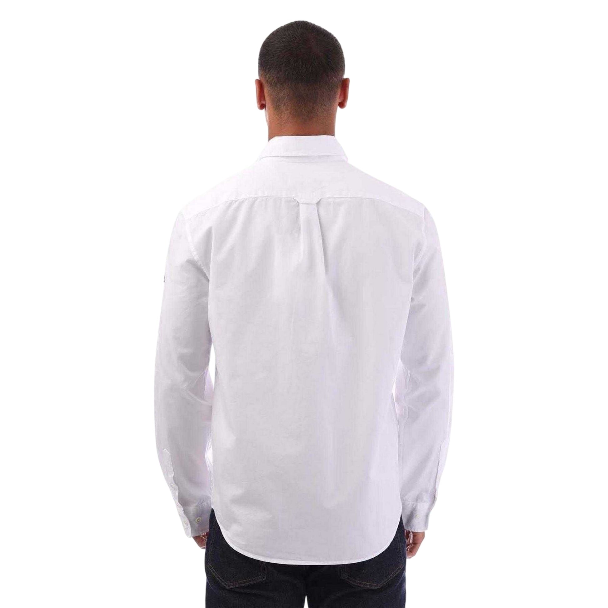 White - Back - Belstaff Mens Scale Garment Dyed Long-Sleeved Shirt