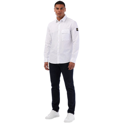White - Lifestyle - Belstaff Mens Scale Garment Dyed Long-Sleeved Shirt