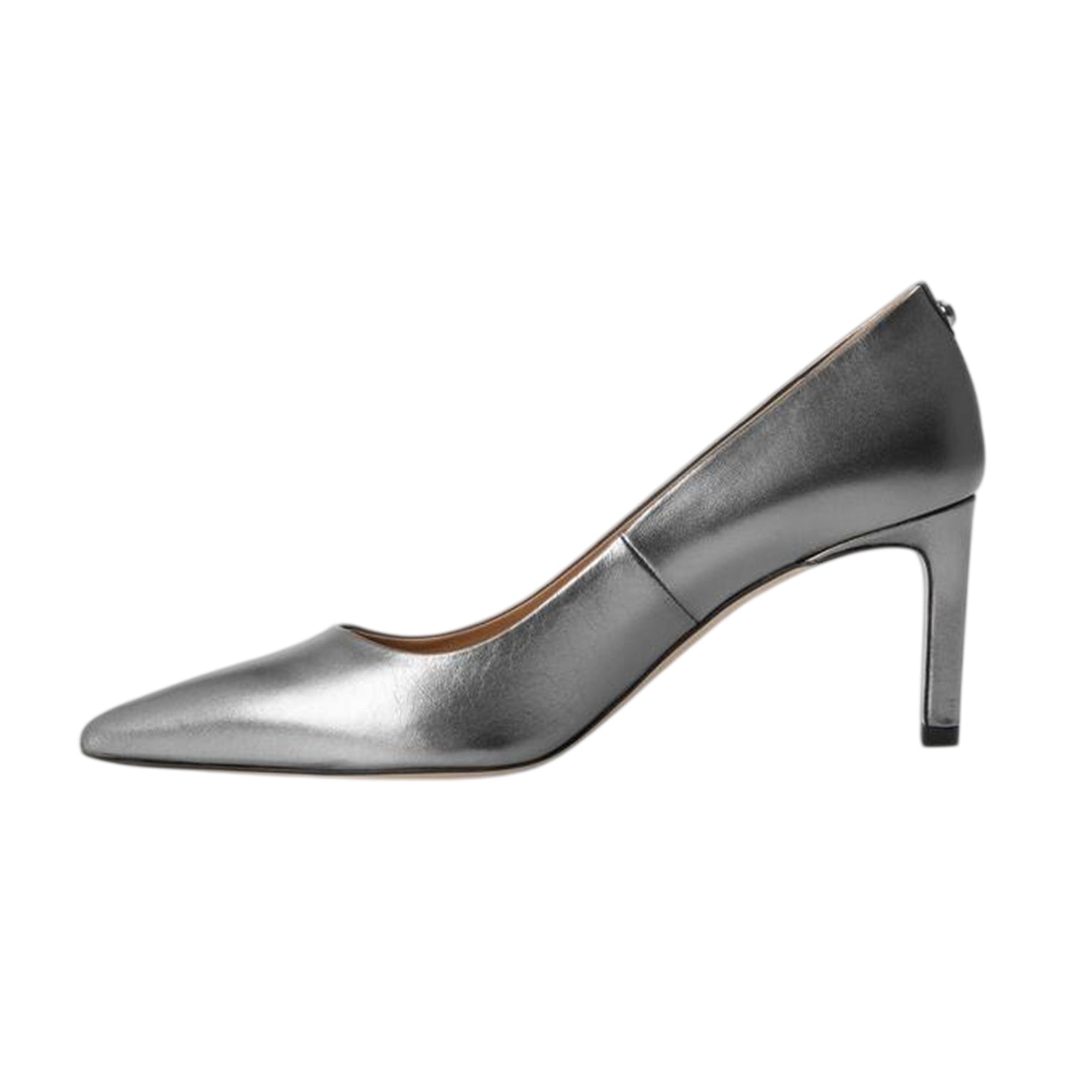 Silver - Back - Boss Womens-Ladies Janet Leather Stiletto Heel Court Shoes