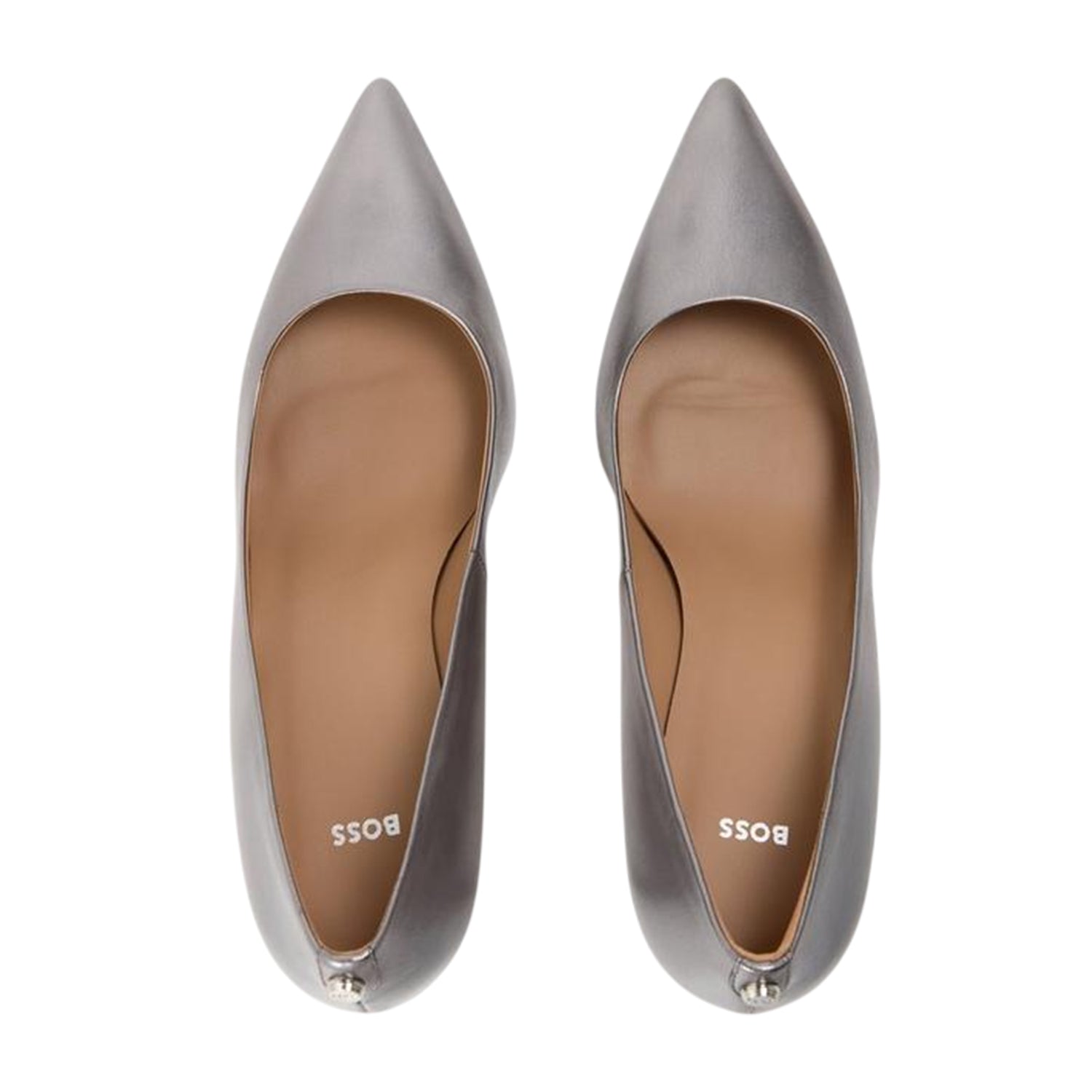 Silver - Side - Boss Womens-Ladies Janet Leather Stiletto Heel Court Shoes