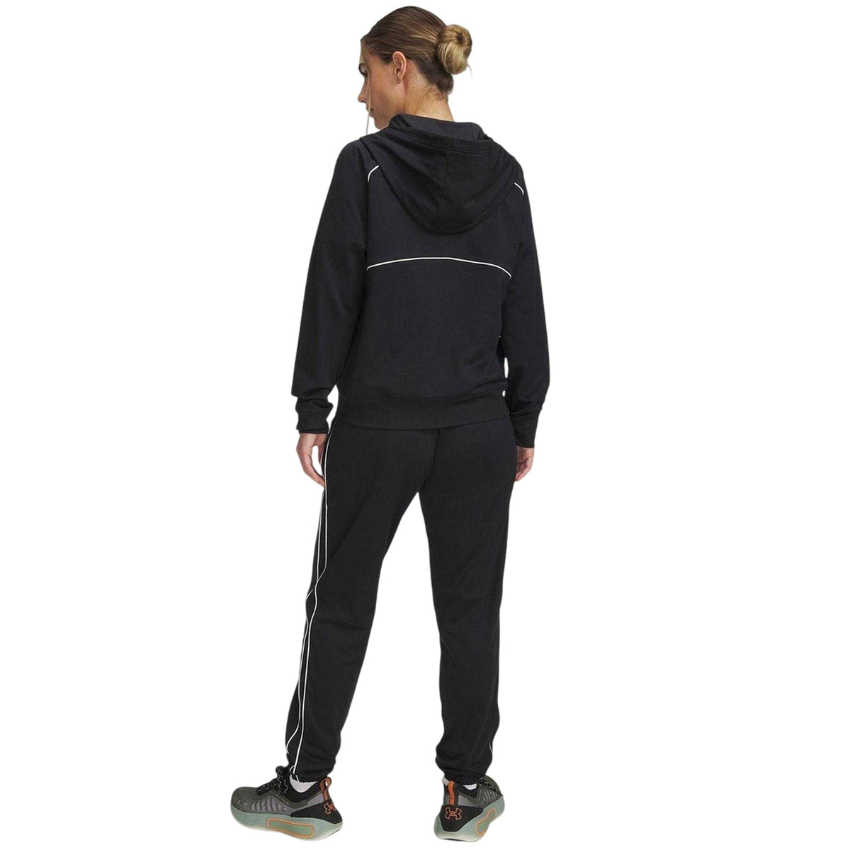 Black-White - Back - Under Armour Womens-Ladies Rival Contrast Piping Tracksuit