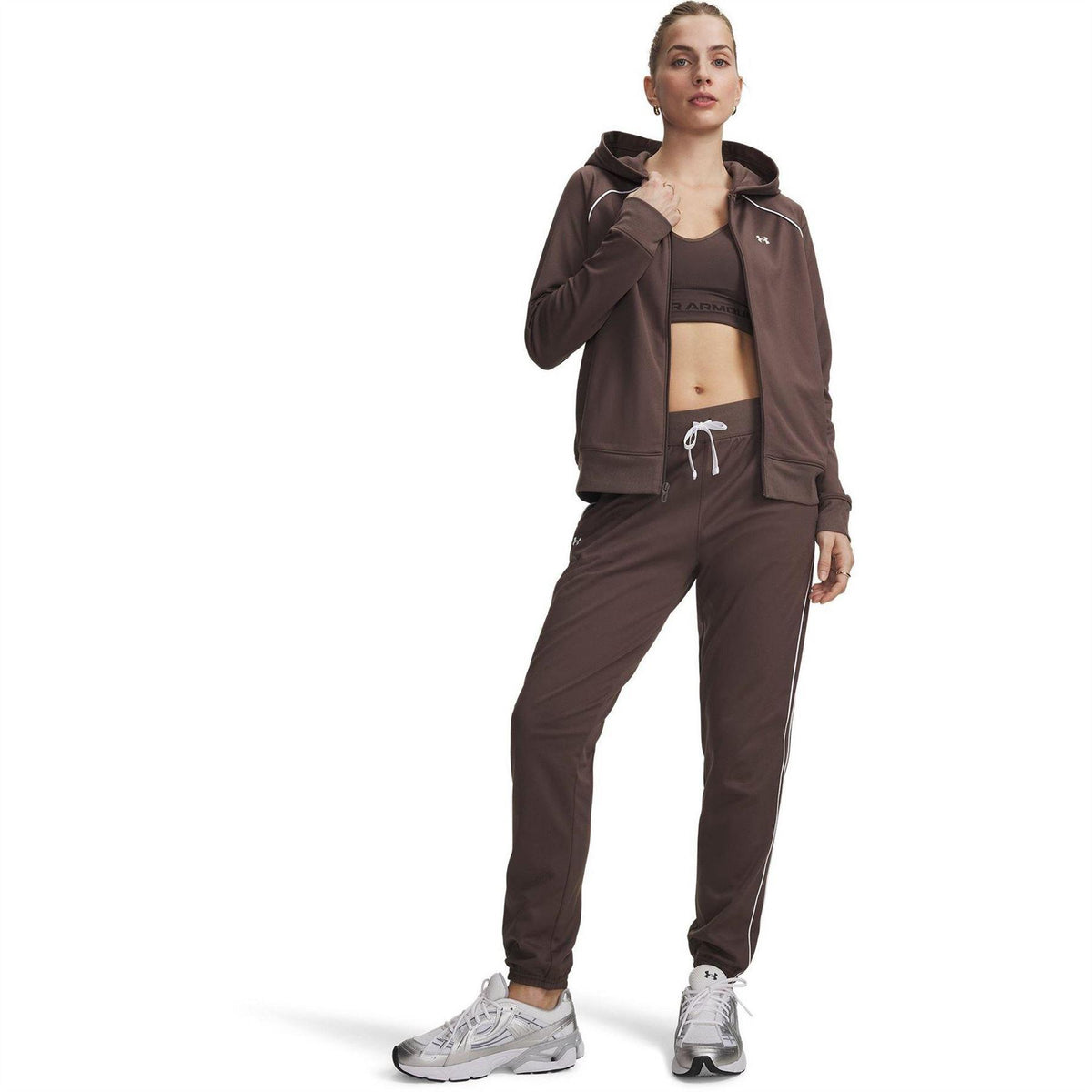 Pepper - Front - Under Armour Womens-Ladies Rival Contrast Piping Tracksuit