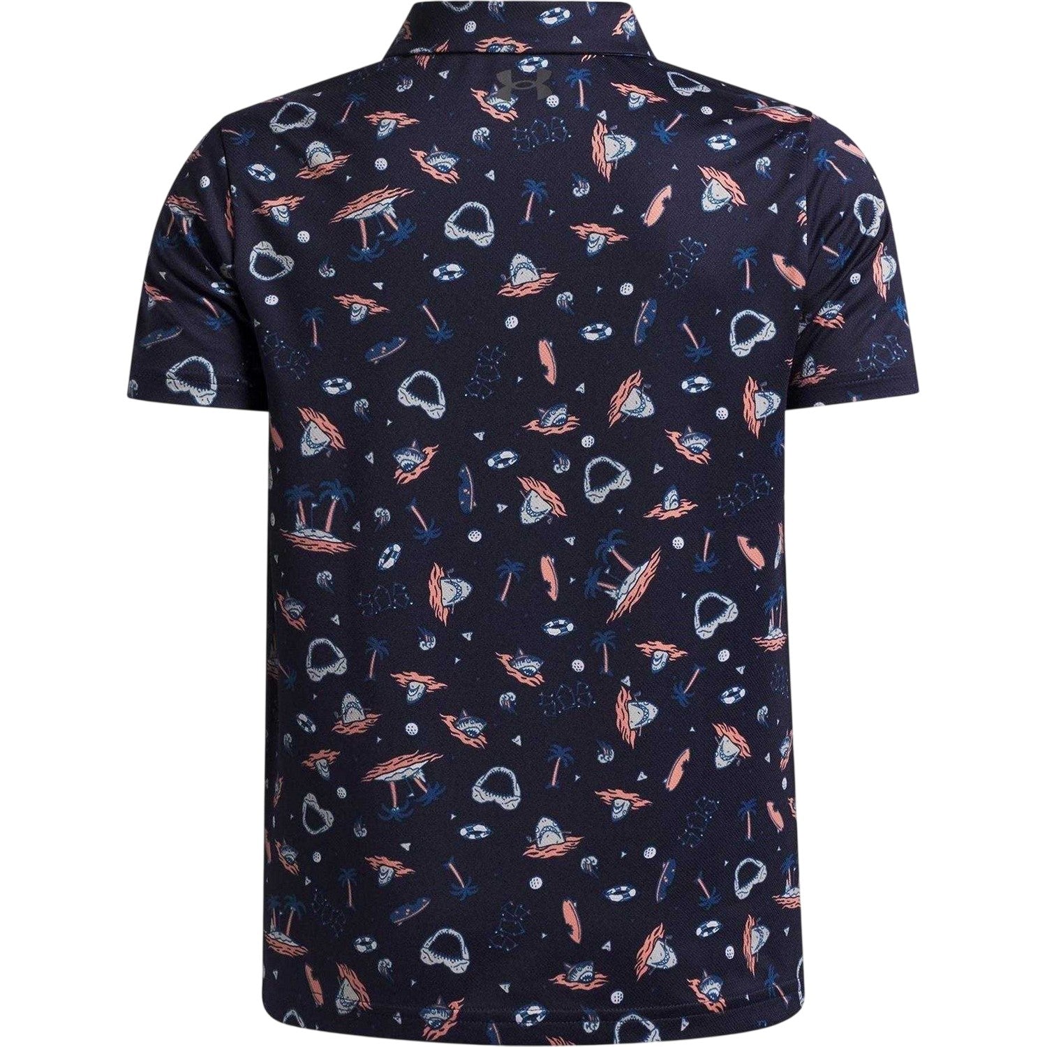 Navy-Pink - Back - Under Armour Childrens-Kids Matchply Polo Shirt