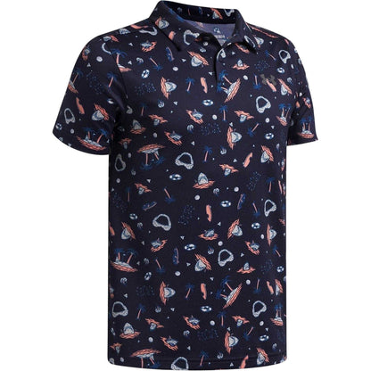 Navy-Pink - Side - Under Armour Childrens-Kids Matchply Polo Shirt