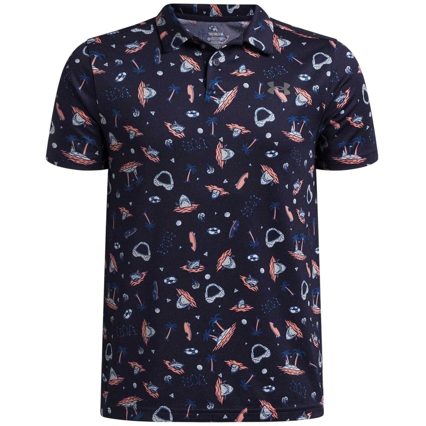 Navy-Pink - Front - Under Armour Childrens-Kids Matchply Polo Shirt