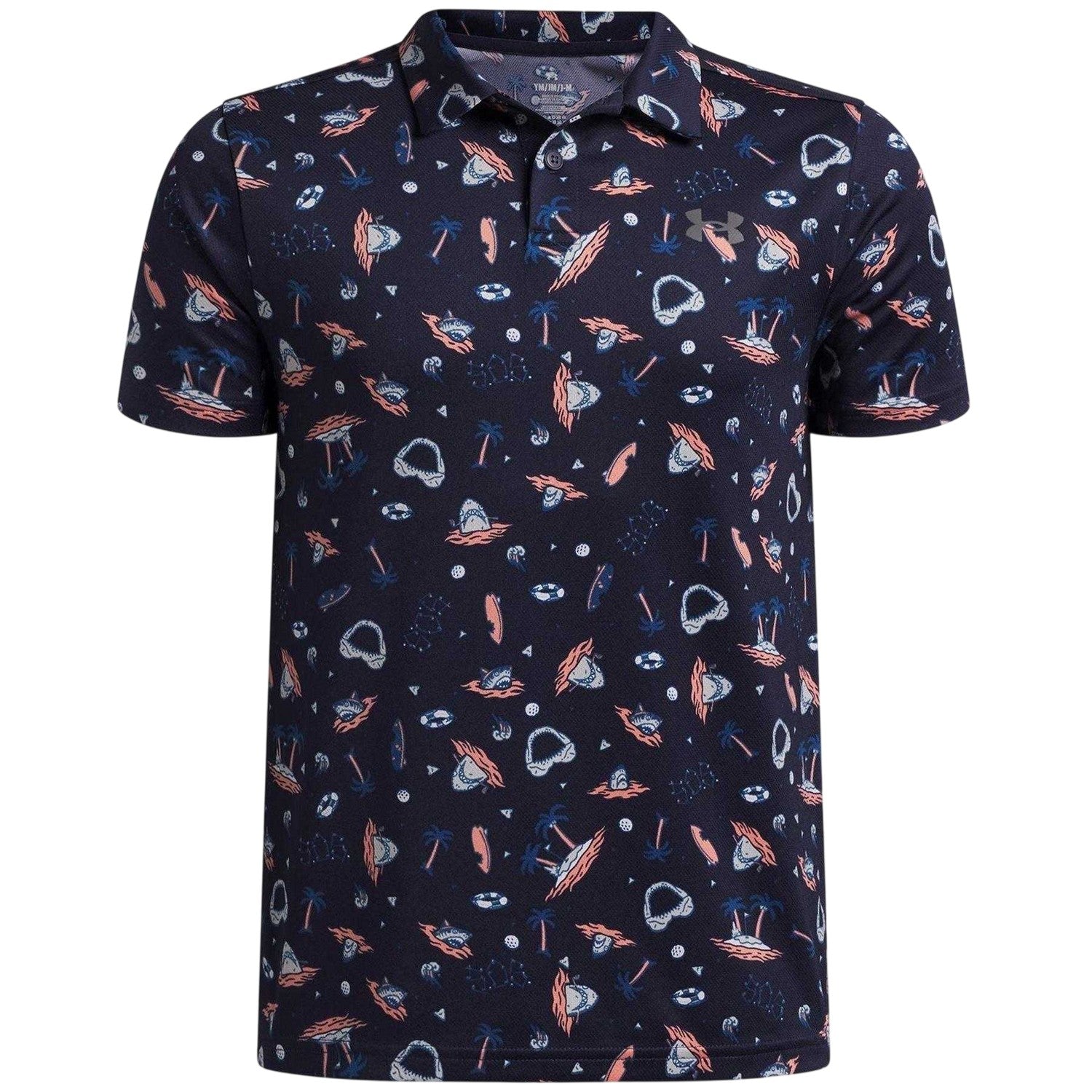 Navy-Pink - Front - Under Armour Childrens-Kids Matchply Polo Shirt